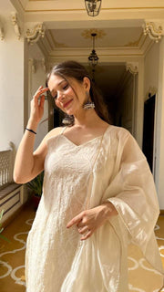 Chandani ~  Chikankari Kurti  Suit Set